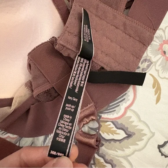 Victoria’s Secret Elegant Mauve Lace Very Sexy Push-up Bra Size 36B Padded Mesh - Picture 9 of 10